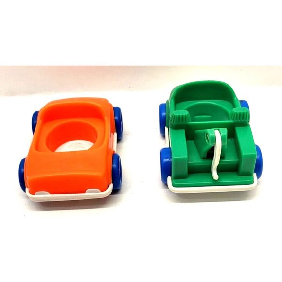 1992 Fisher Price Little People Lot of 2 Vehicles Orange Car & Green Tow Truck - Picture 5 of 6